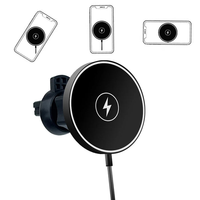 C12 15W Car Magnetic Wireless Charger Air Vent Mount Phone Fast Charging Bracket for iPhone 14 / 13 / 12 Series - 5