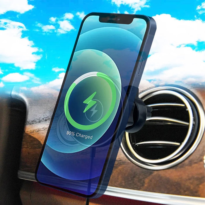 C12 15W Car Magnetic Wireless Charger Air Vent Mount Phone Fast Charging Bracket for iPhone 14 / 13 / 12 Series - 7