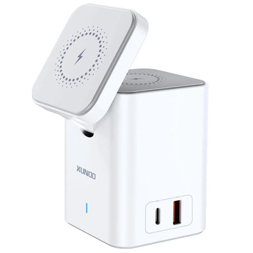 XUNDD 041 4-in-1 Magnetic Wireless Charger 60-Degree Adjustable Charging Station with USB-A + Type-C Ports for Cell Phones, Headset - 1