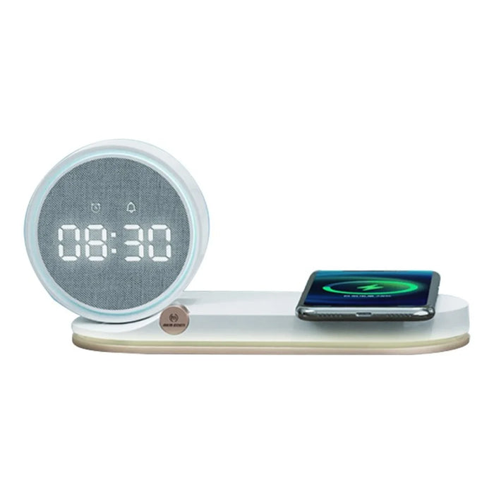 K02T Multifunction 15W Wireless Charger Alarm Clock Touch Dimmable Light Time Temperature Display - White - 1