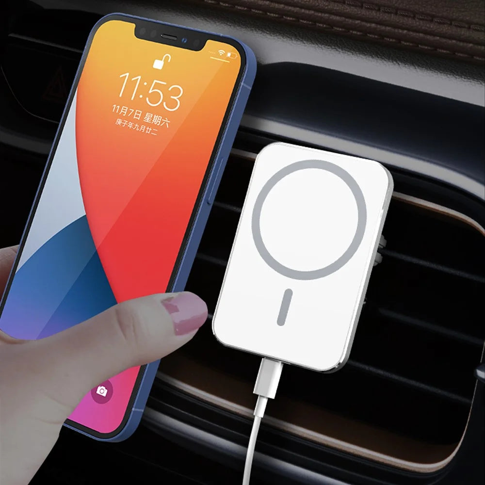X16 Magnetic Car Charger 15W Fast Charging Air Vent Mount Magnetic Car Charger - White - 3