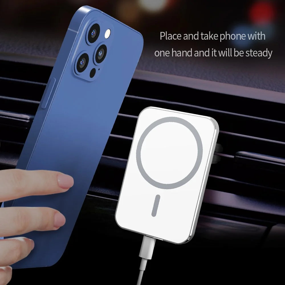 X16 Magnetic Car Charger 15W Fast Charging Air Vent Mount Magnetic Car Charger - White - 5