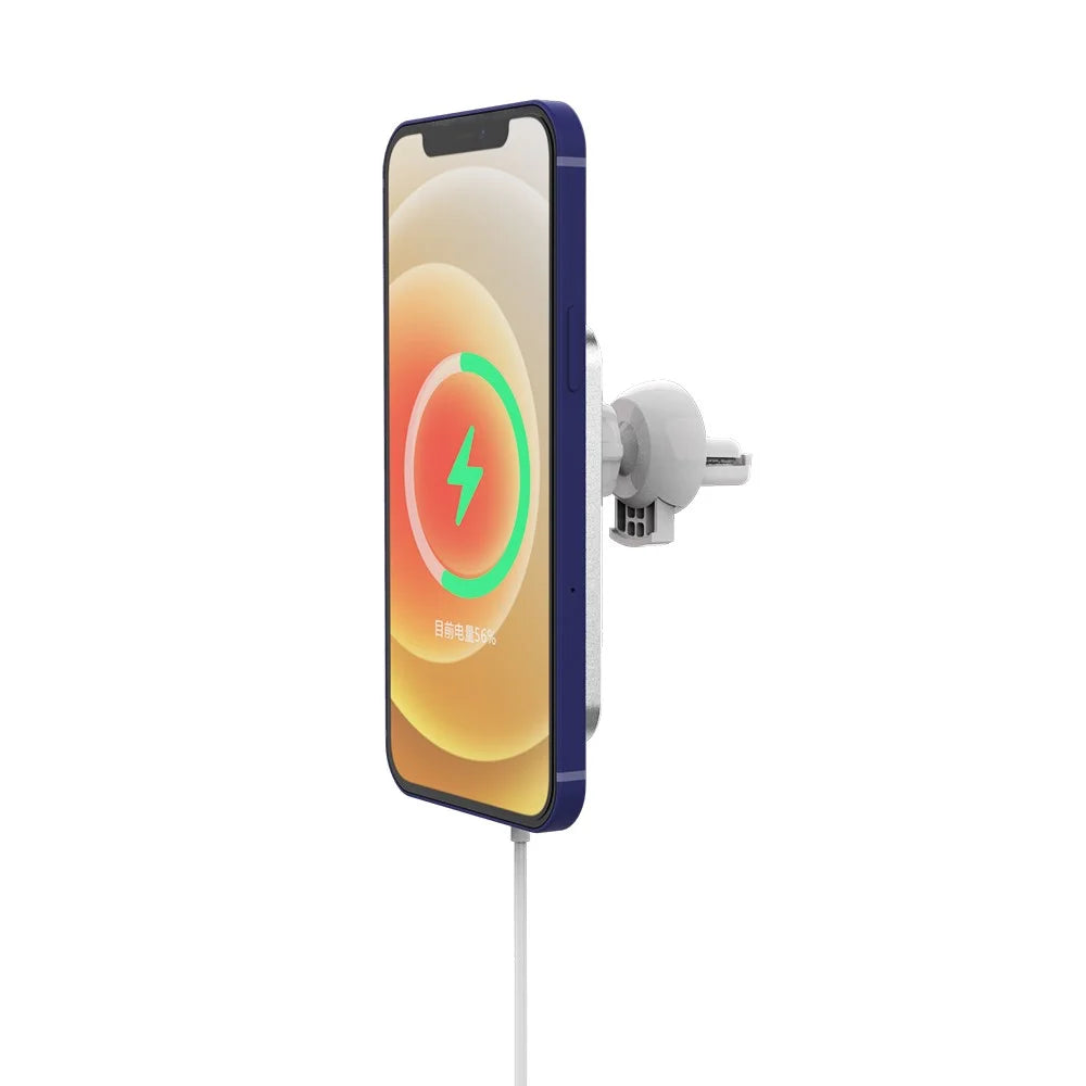 X16 Magnetic Car Charger 15W Fast Charging Air Vent Mount Magnetic Car Charger - White - 7
