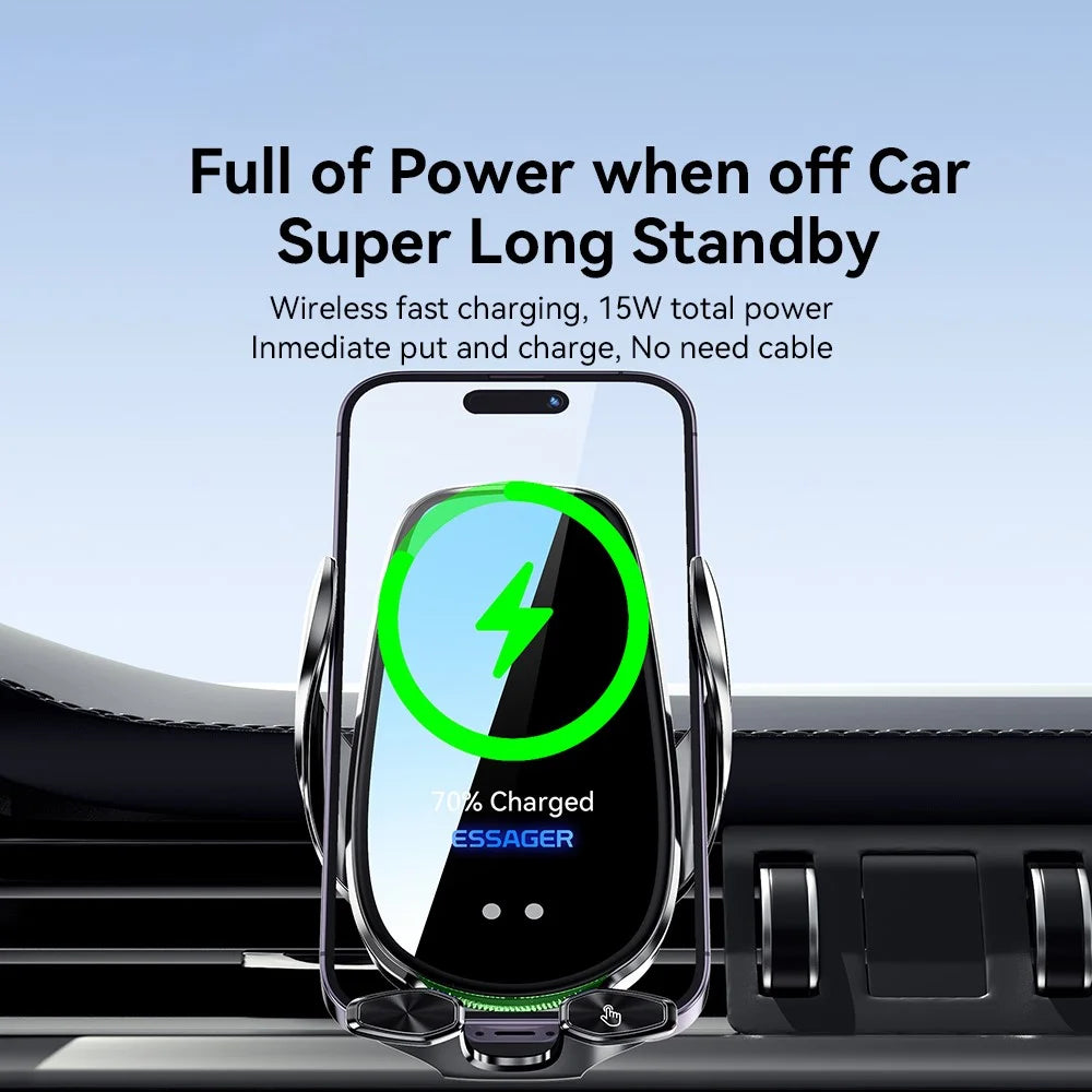 ESSAGER 15W Smart Car Wireless Charger Phone Mount Charger Air Vent Phone Holder for 4.5-6.7 inch Smart Phone - 2