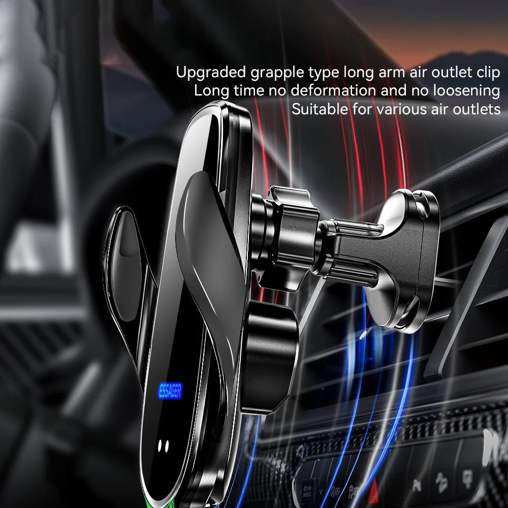 ESSAGER 15W Smart Car Wireless Charger Phone Mount Charger Air Vent Phone Holder for 4.5-6.7 inch Smart Phone - 3
