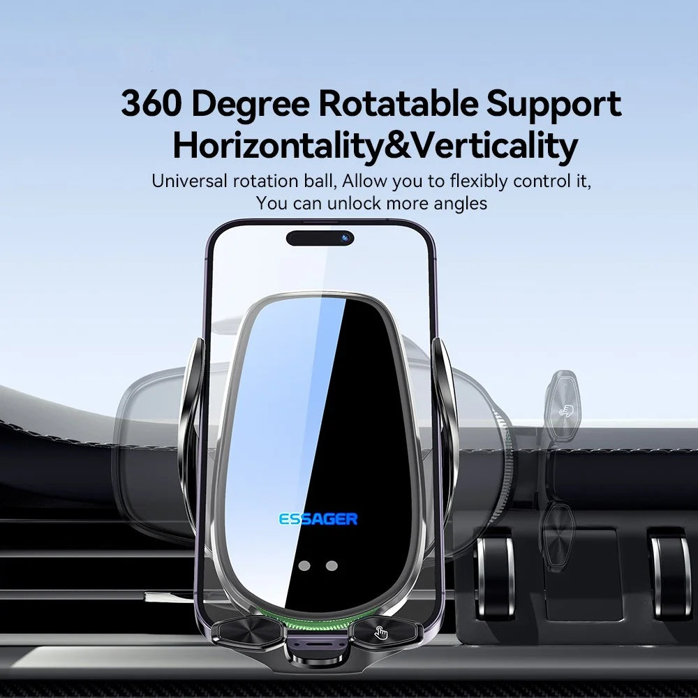 ESSAGER 15W Smart Car Wireless Charger Phone Mount Charger Air Vent Phone Holder for 4.5-6.7 inch Smart Phone - 5