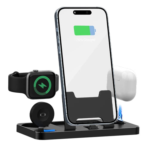 GY-Z17 3-In-1 Desktop Phone Charger 15W Wireless Charger Stand Holder for Apple Watch / AirPods / iPhone - 1
