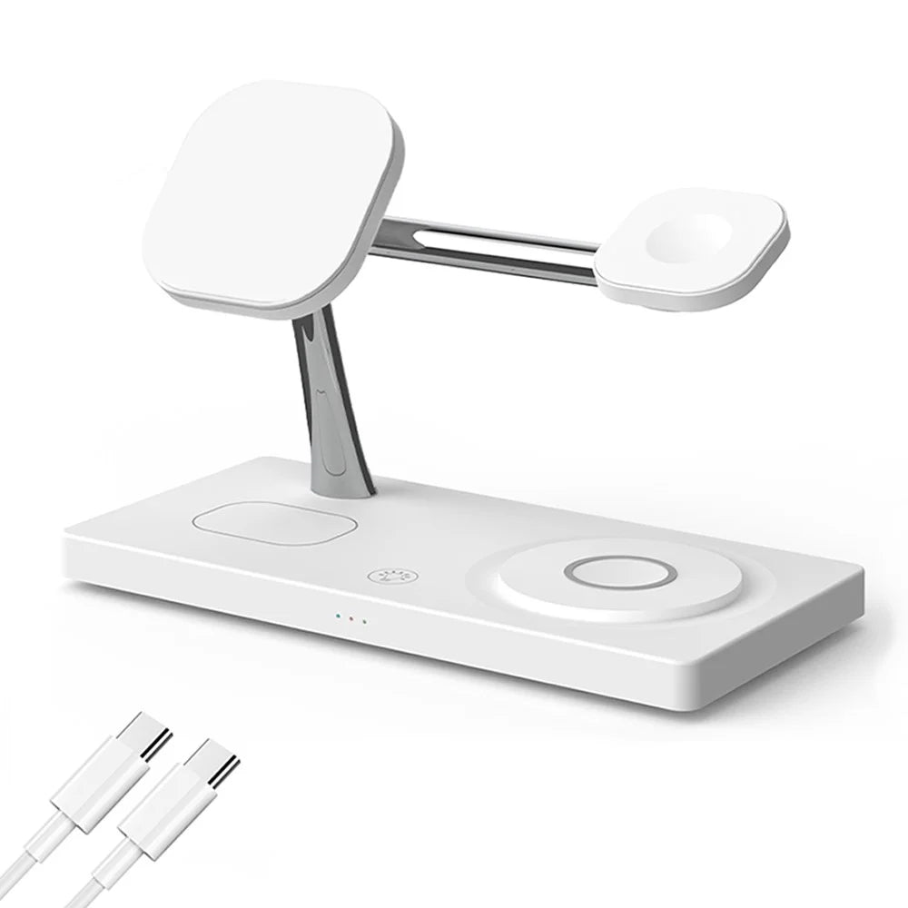 T218 Magnetic Wireless Charging Station with Night Light + USB Output for Mobile Phone  /  Earphones  /  Smart Watch - White - 1