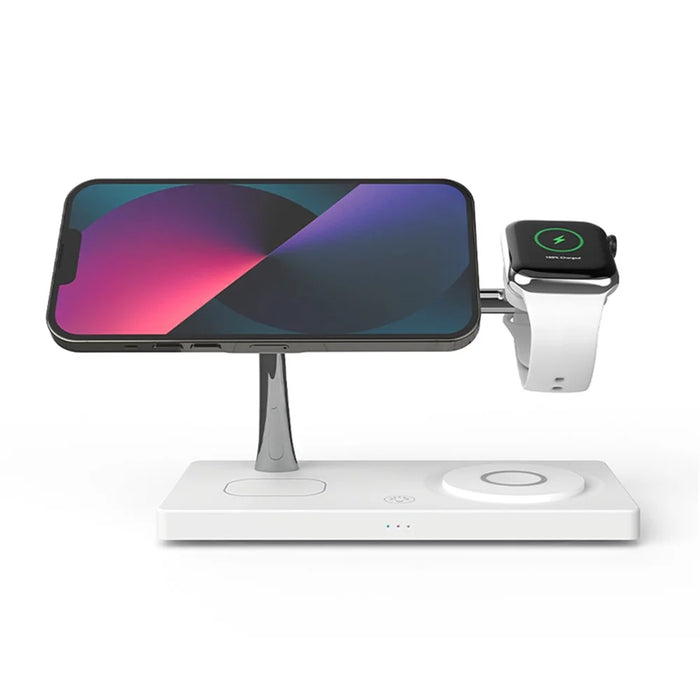 T218 Magnetic Wireless Charging Station with Night Light + USB Output for Mobile Phone  /  Earphones  /  Smart Watch - White - 4