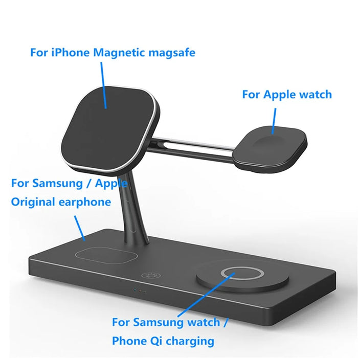T218 Magnetic Wireless Charging Station with Night Light + USB Output for Mobile Phone  /  Earphones  /  Smart Watch - White - 5