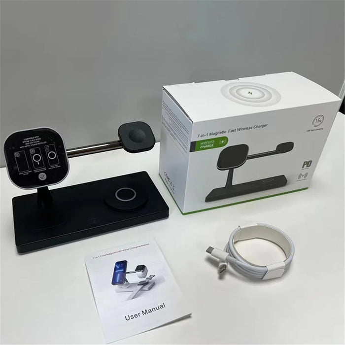 T218 Magnetic Wireless Charging Station with Night Light + USB Output for Mobile Phone  /  Earphones  /  Smart Watch - White - 6