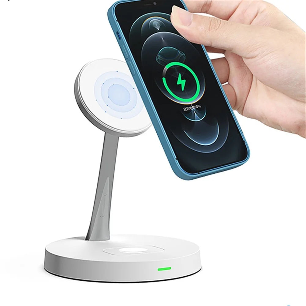 T269 15W Fast Charging Station with Night Light Magnetic Wireless Charger for iPhone / AirPods Pro (QI Certified) - White - 3