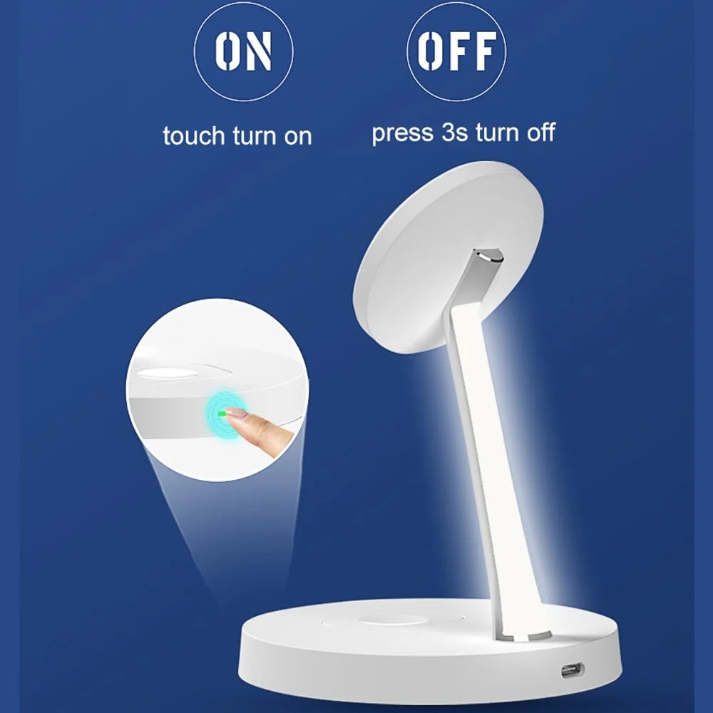 T269 15W Fast Charging Station with Night Light Magnetic Wireless Charger for iPhone / AirPods Pro (QI Certified) - White - 5