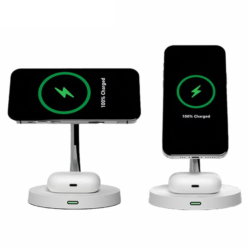 T269 15W Fast Charging Station with Night Light Magnetic Wireless Charger for iPhone / AirPods Pro (QI Certified) - White - 7