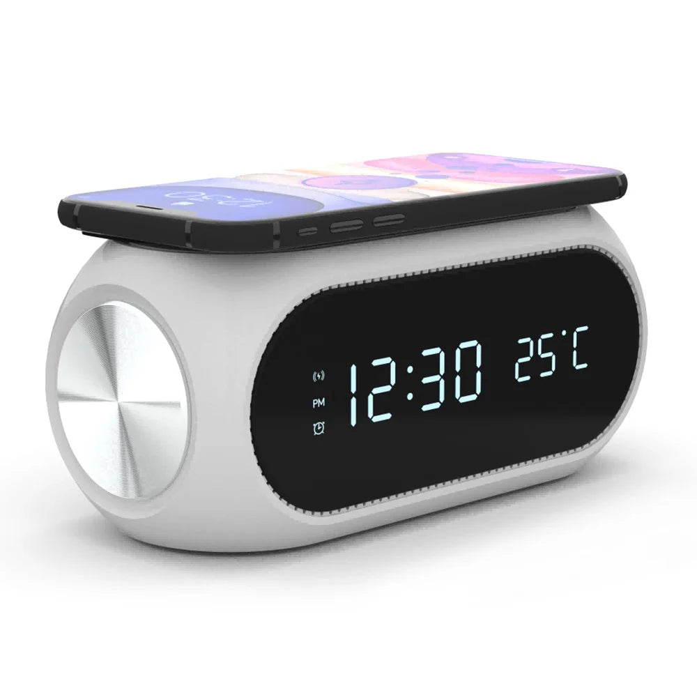 W288 ABS Temperature Date Display Digital Alarm Clock 15W Wireless Charger - White - 1