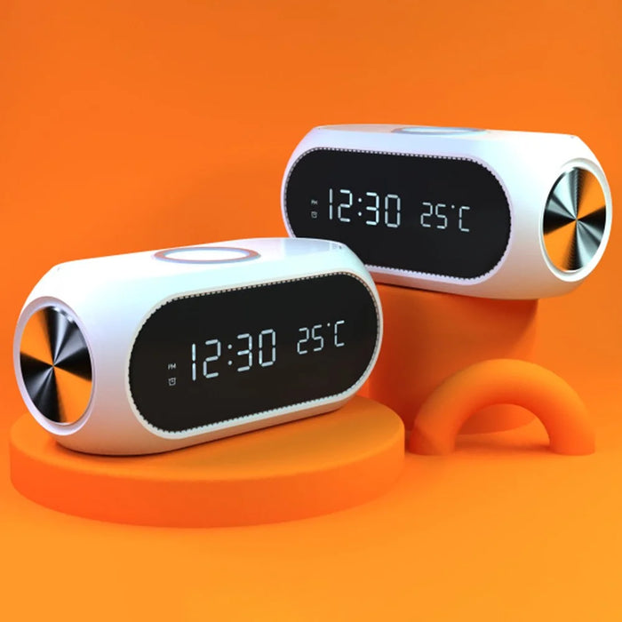 W288 ABS Temperature Date Display Digital Alarm Clock 15W Wireless Charger - White - 6