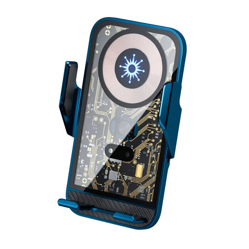 C10 Infrared Sensor Transparent Car Air Vent Wireless Charger 15W Fast Charger Phone Mount Holder for Car Navigation - Blue - 1