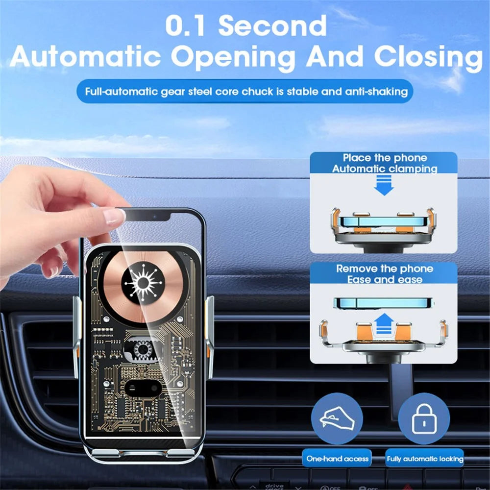 C10 Infrared Sensor Transparent Car Air Vent Wireless Charger 15W Fast Charger Phone Mount Holder for Car Navigation - Blue - 3