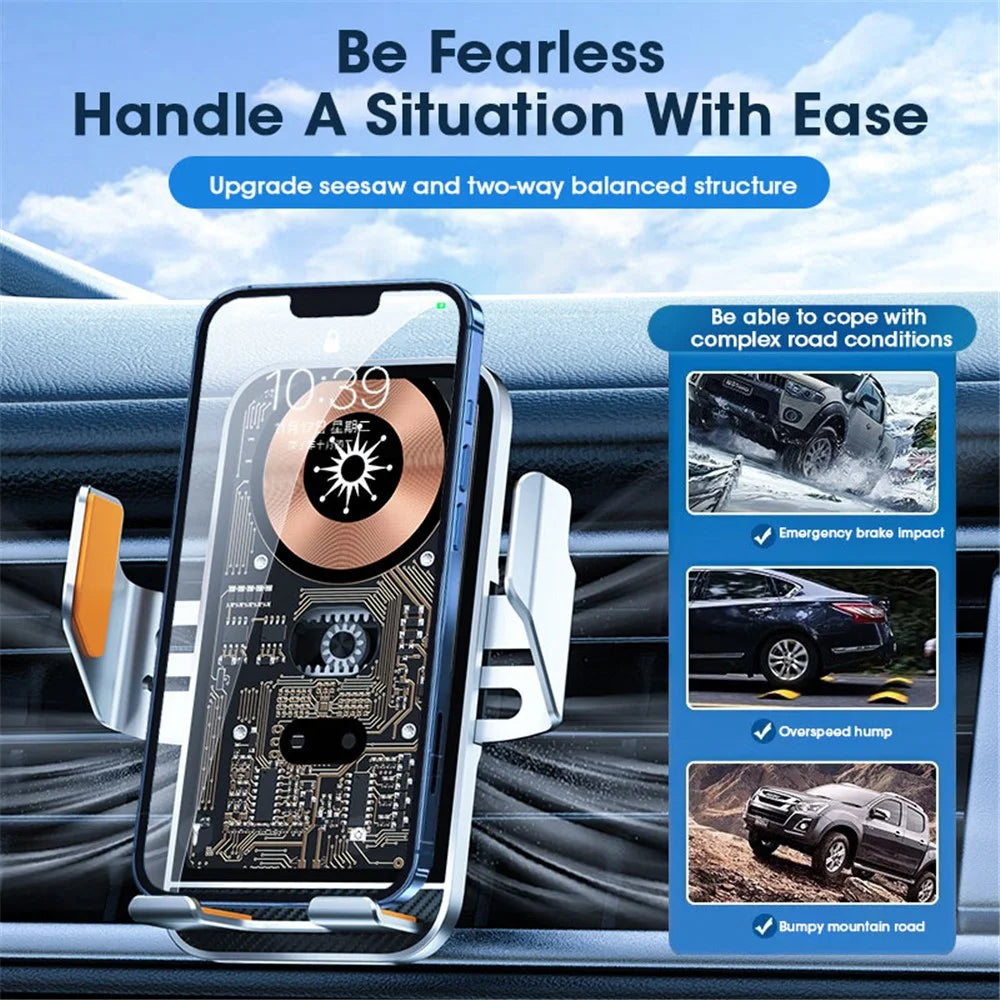 C10 Infrared Sensor Transparent Car Air Vent Wireless Charger 15W Fast Charger Phone Mount Holder for Car Navigation - Blue - 5