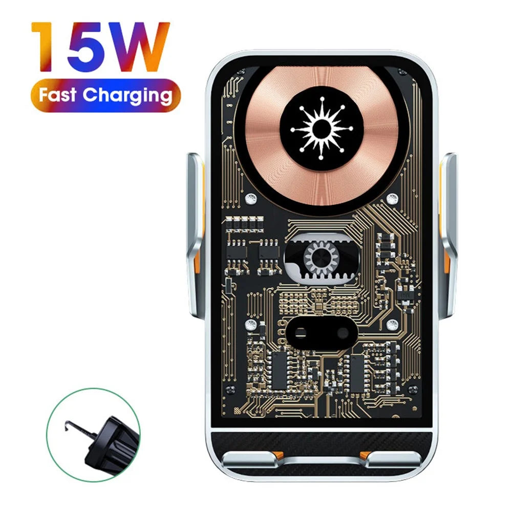 C10 Infrared Sensor Transparent Car Air Vent Wireless Charger 15W Fast Charger Phone Mount Holder for Car Navigation - Blue - 7