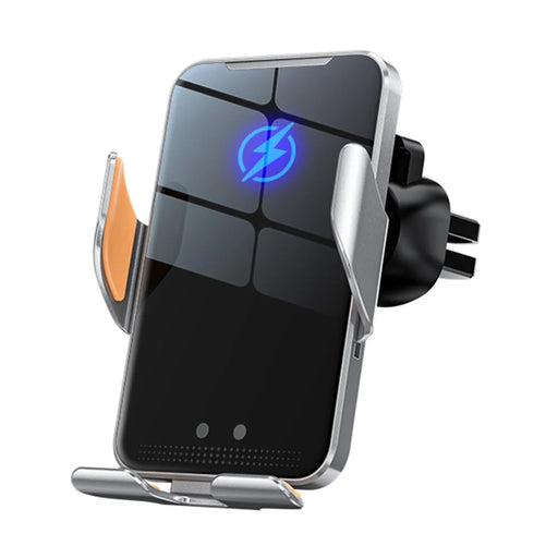 C9 Car Wireless Charger Phone Holder Infrared Auto-Clamping Metal Phone Mount Car Charger - Silver - 1