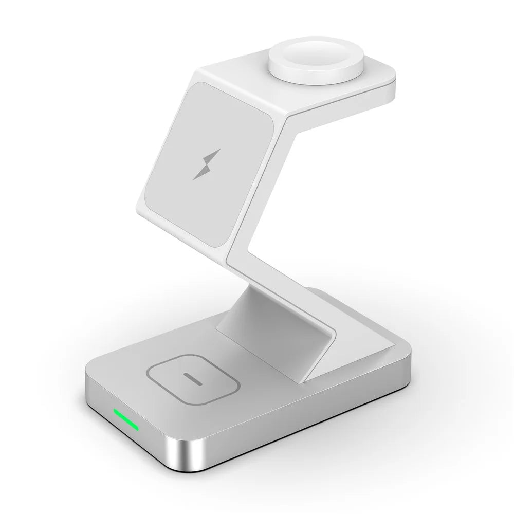 X3 15W Magnetic Wireless Charger for iPhone  /  iWatch  /  AirPods 3-in-1 Fast Charging Stand - White - 6