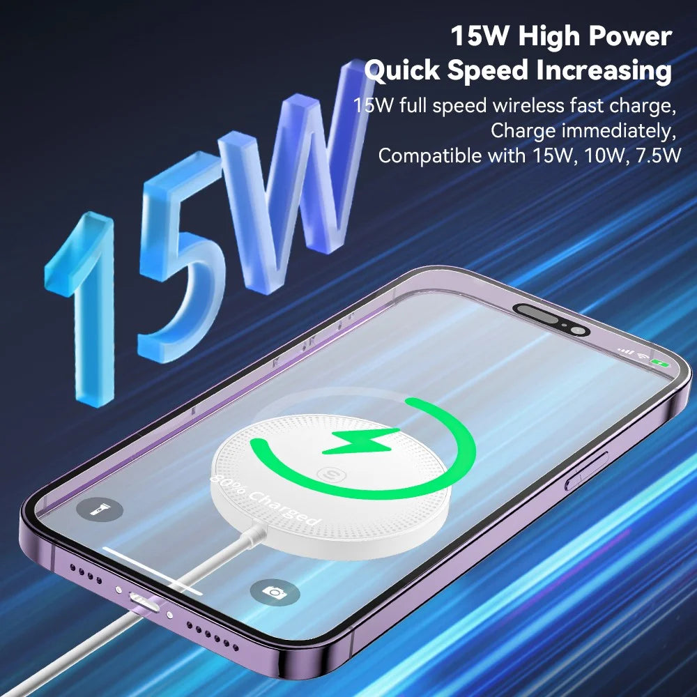 ESSAGER For iPhone 14 / 13 / 12 Series 15W ABS Magnetic Wireless Charger Phone Charging Pad - White - 7