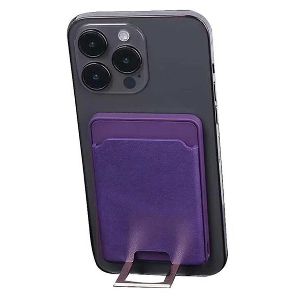 Magnetic Wireless Charger 4-in-1 15W Fast Wireless Charging Station with Kickstand / Card Holder (NO CE Certificated) - Purple - 1