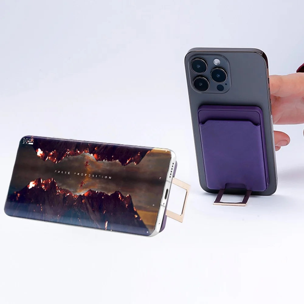 Magnetic Wireless Charger 4-in-1 15W Fast Wireless Charging Station with Kickstand / Card Holder (NO CE Certificated) - Purple - 5