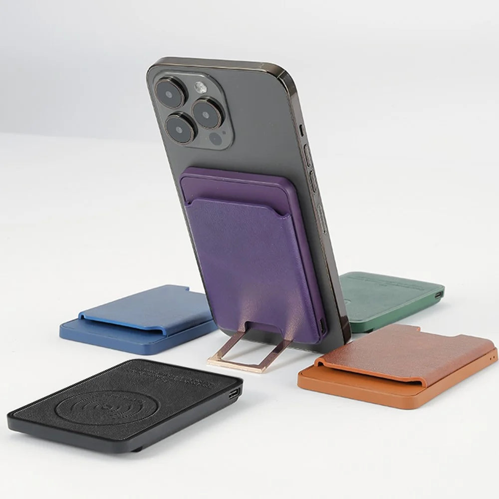 Magnetic Wireless Charger 4-in-1 15W Fast Wireless Charging Station with Kickstand / Card Holder (NO CE Certificated) - Purple - 7