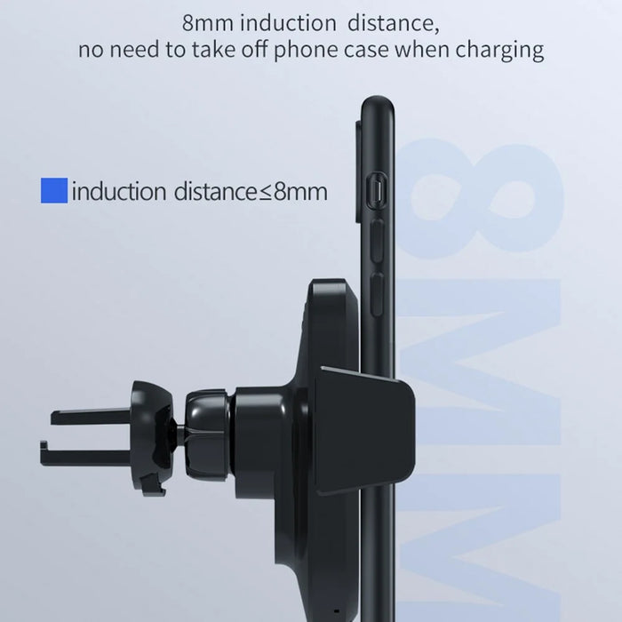 X11 3-Axis Car Wireless Charger 15W Fast Charging Phone Mount with Air Vent Holder, Dashboard Stand, QC3.0 Cigarette Lighter Charger - 5