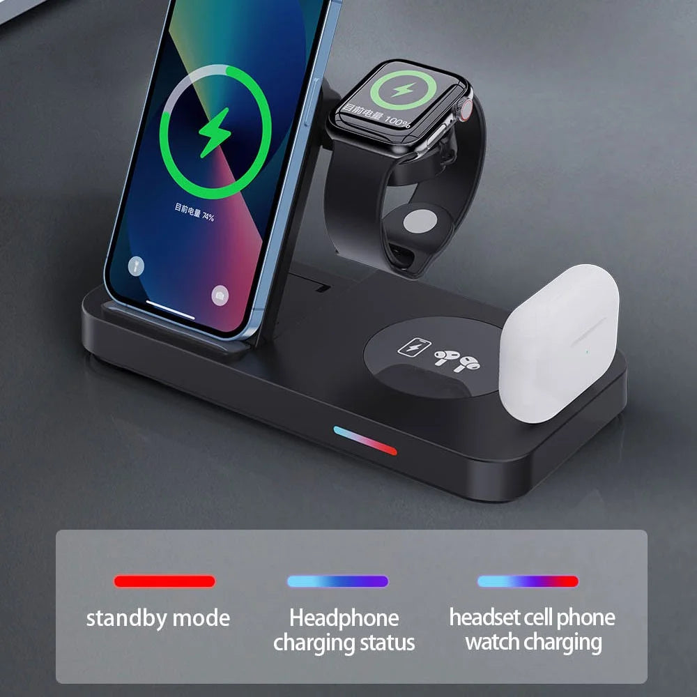 B-19 4-in-1 Folding Wireless Charger Portable Phone Charger with Indicator for Headset, Watch Charging Stand (Only for Samsung Watch) - Black - 2