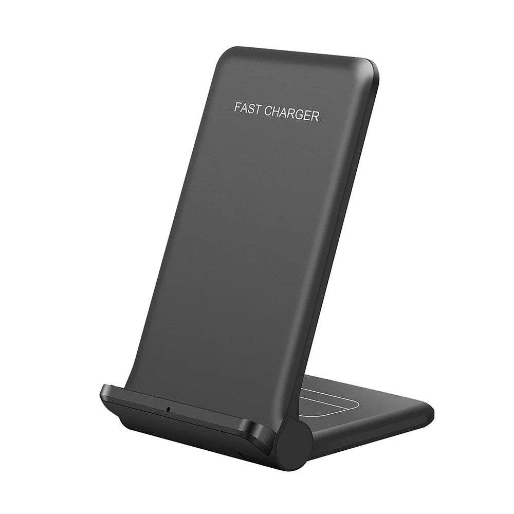 2 in 1 Wireless Charger Folding Bracket Fast Charger Station for Mobile Phone / Earphone - Black - 1