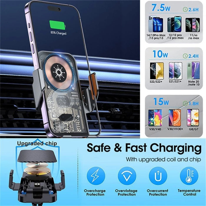 WEKOME WP-U204 15W Car Wireless Charger Intelligent Automatic Induction Air Vent Transparent Phone Holder - 4