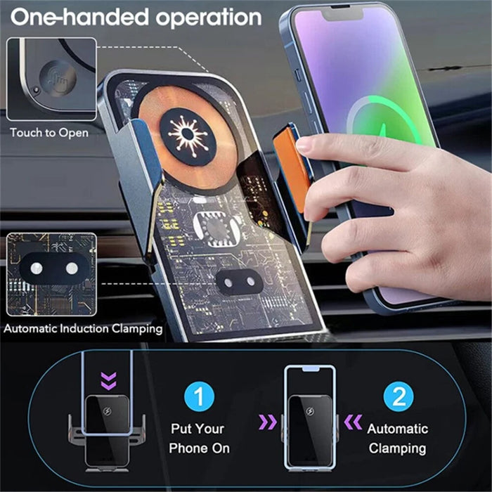 WEKOME WP-U204 15W Car Wireless Charger Intelligent Automatic Induction Air Vent Transparent Phone Holder - 7