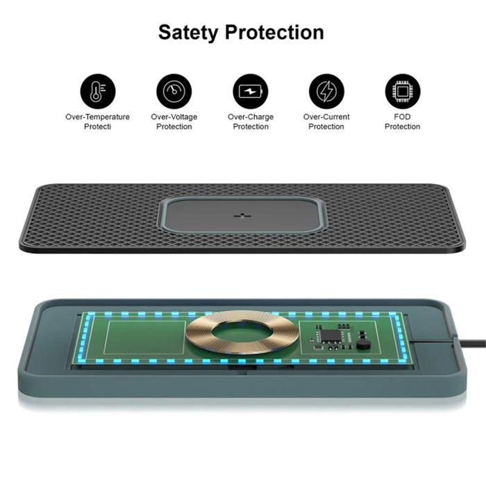 Car 15W Cellphone Wireless Charger Ambient Light Charging Pad Non-Slip Mat with 1m USB Cable - 4