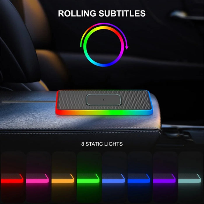 Car 15W Cellphone Wireless Charger Ambient Light Charging Pad Non-Slip Mat with 1m USB Cable - 5