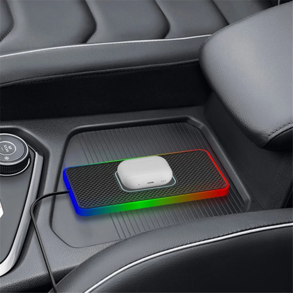 Anti-Slip Mat for Car, 15W Cellphone Wireless Charger Auto SUV Charging Pad with 1m Type-C Cable - 7