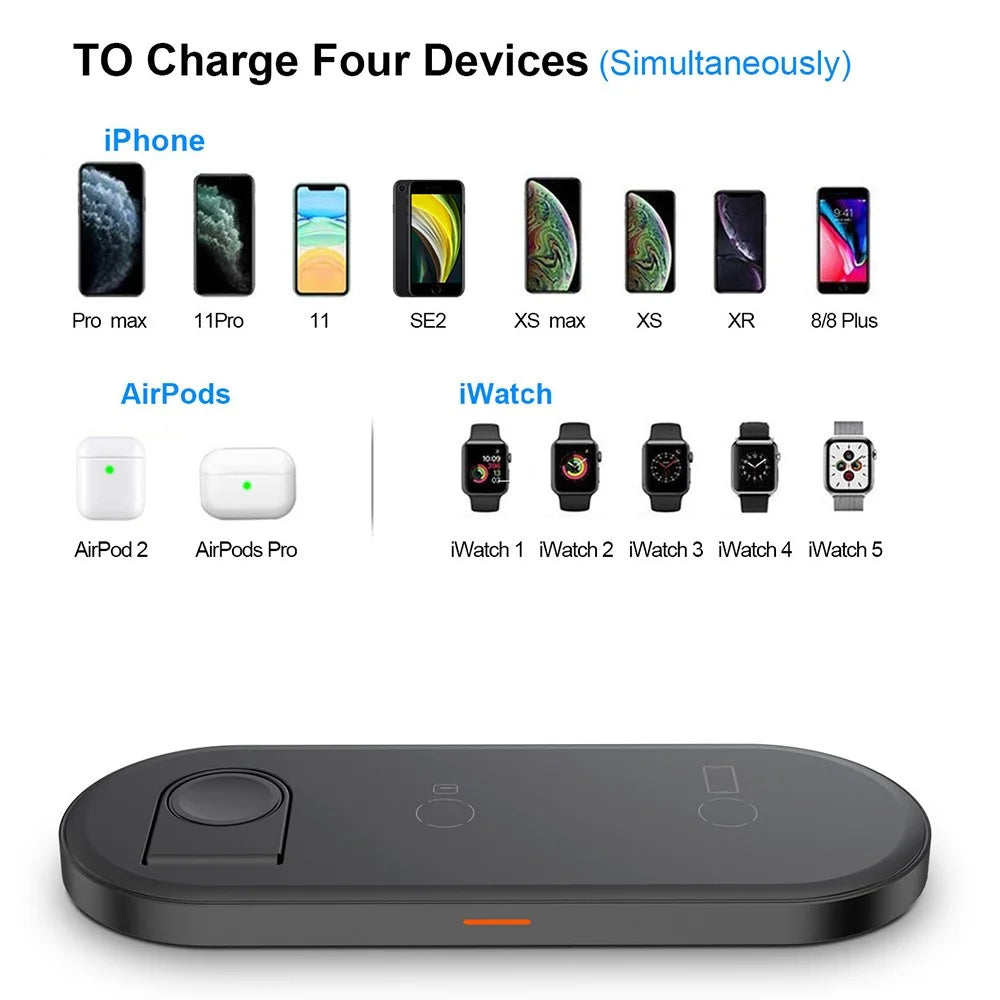 W28 3-in-1 Desktop 15W Wireless Charger for Phone Watch Headset Folding Fast Charging Base - 4