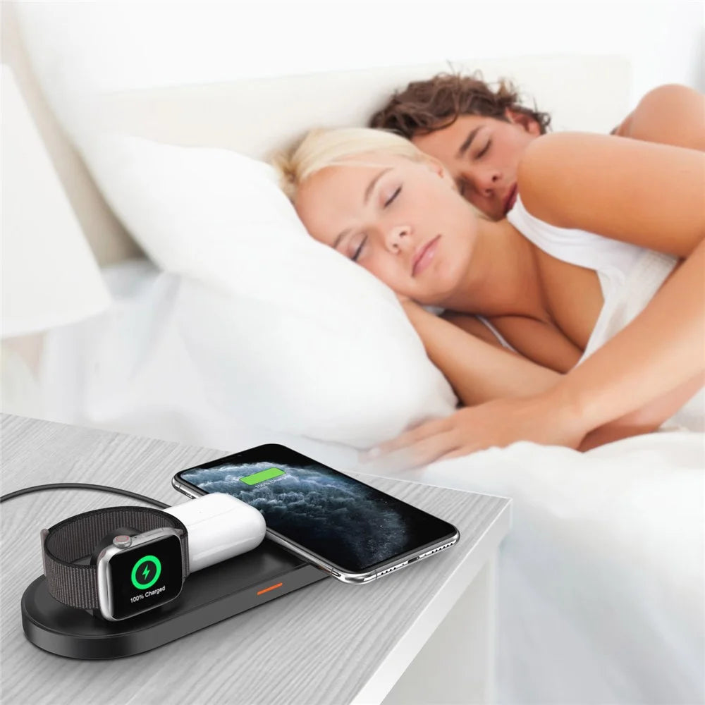 W28 3-in-1 Desktop 15W Wireless Charger for Phone Watch Headset Folding Fast Charging Base - 5