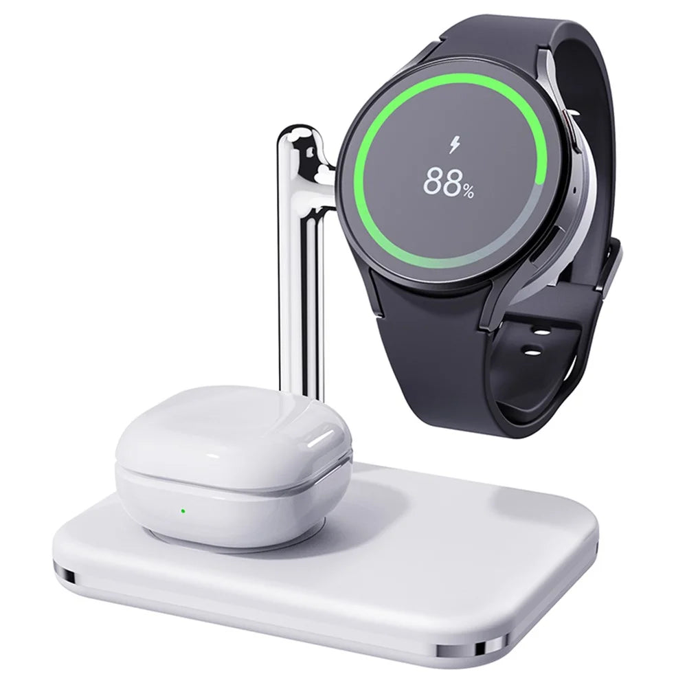 V8S Wireless Charging Station for Samsung Galaxy Buds / Watch , 2-in-1 Magnetic Foldable Wireless Charger Stand - White - 2