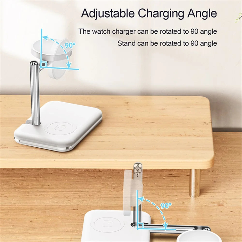 V8S Wireless Charging Station for Samsung Galaxy Buds / Watch , 2-in-1 Magnetic Foldable Wireless Charger Stand - White - 7