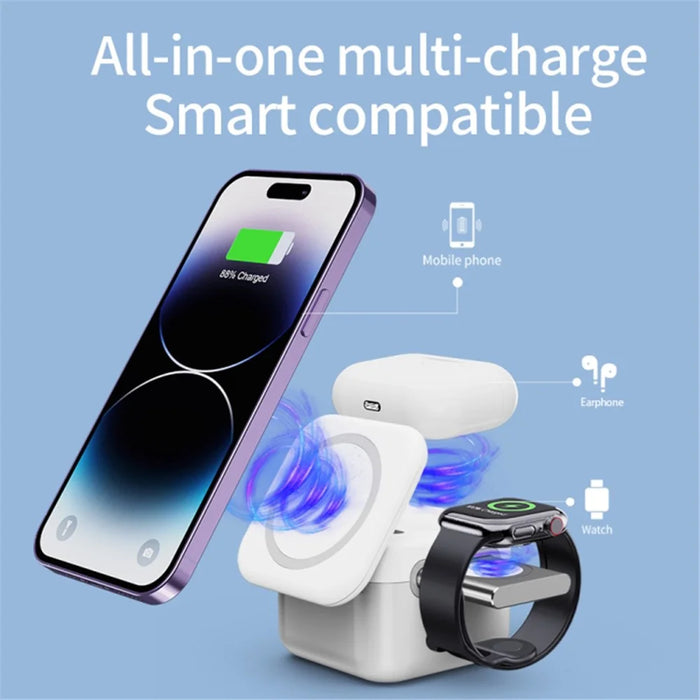 H31 15W 3-in-1 Magnetic Wireless Charger Multi-Function Cell Phone Charging Station for Headset, Smart Watch - 3