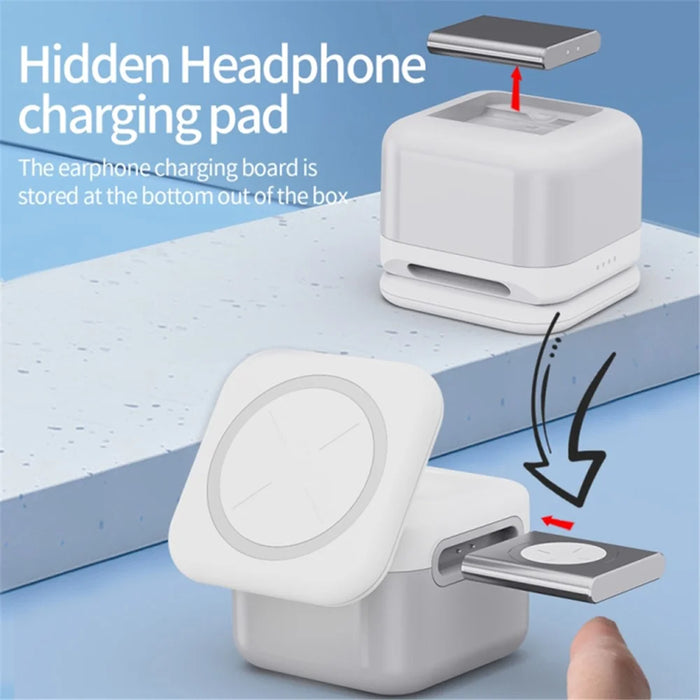 H31 15W 3-in-1 Magnetic Wireless Charger Multi-Function Cell Phone Charging Station for Headset, Smart Watch - 6