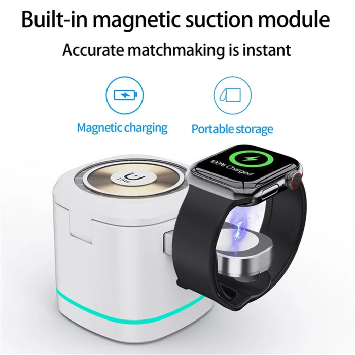 H32 15W 3-in-1 Magnetic Wireless Charger for Headset, Smart Watch Multi-Function Cell Phone Charging Stand - Transparent - 7