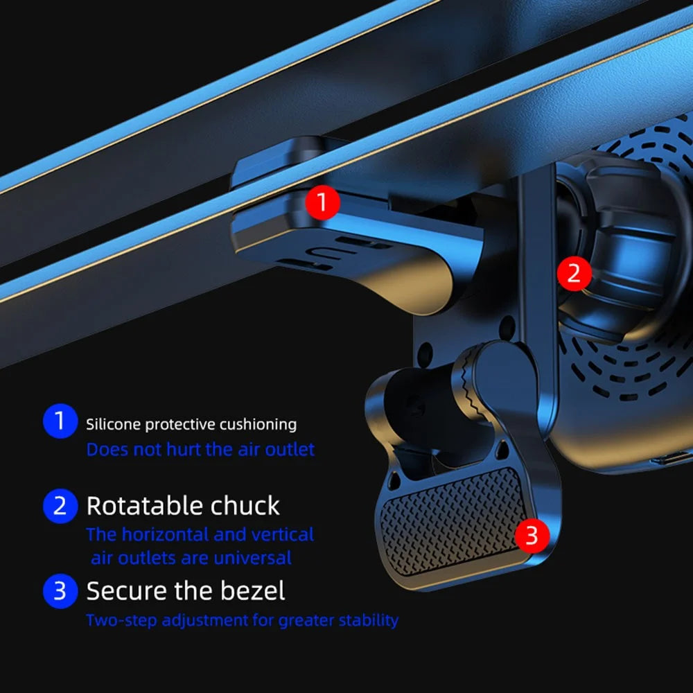 JJT-A92 Car Air Outlet Magnetic Wireless Charger 15W Charging Pad with RGB Light - Black - 4