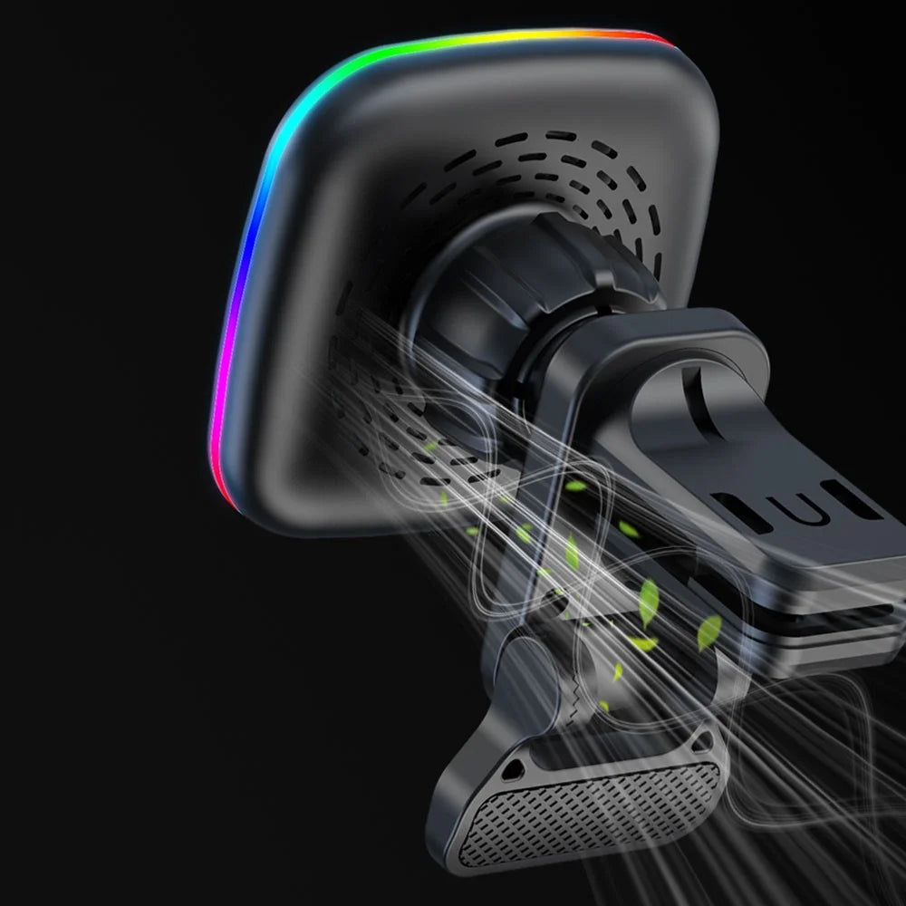 JJT-A92 Car Air Outlet Magnetic Wireless Charger 15W Charging Pad with RGB Light - Black - 5