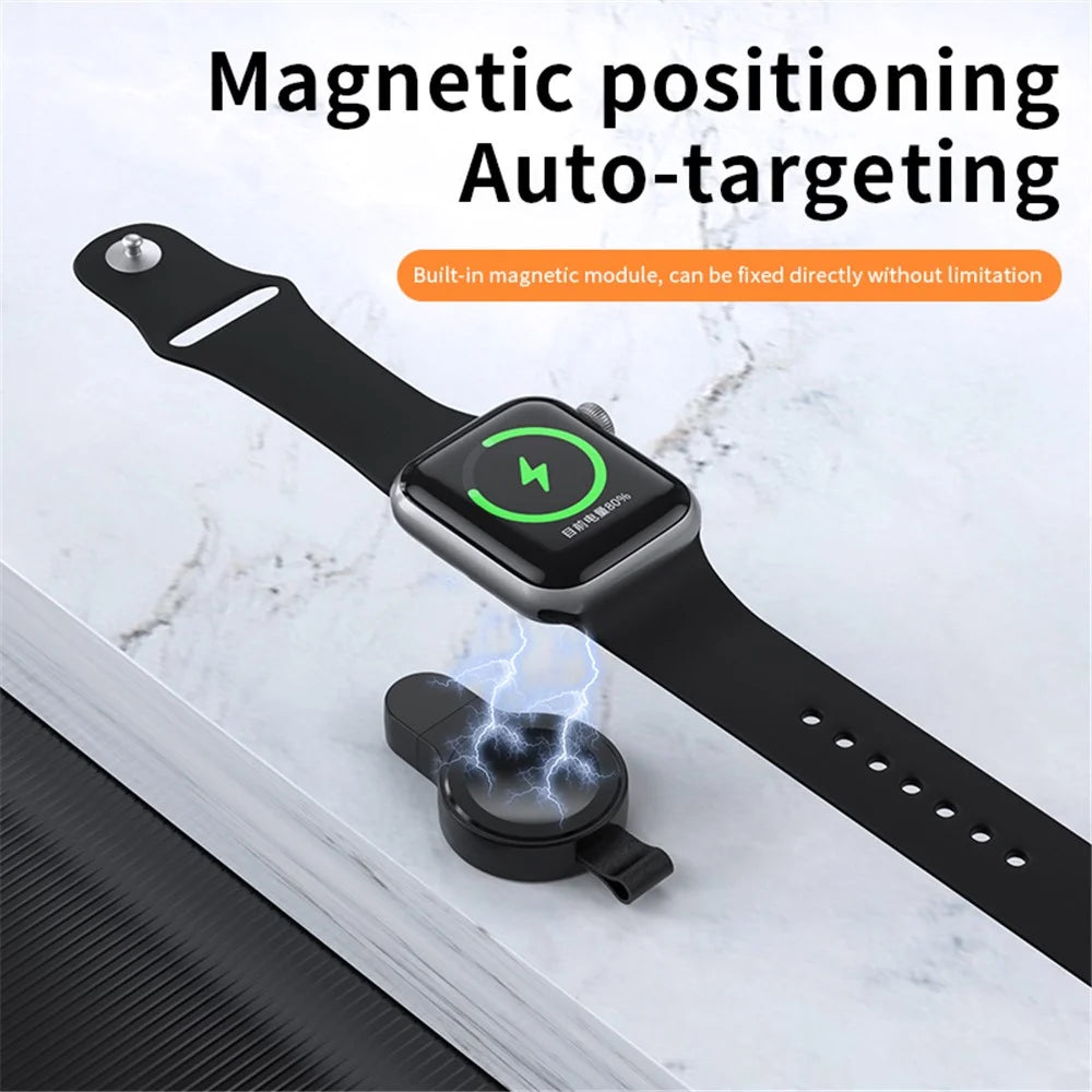 JJT-X52 For Apple Watch Series 1-8 Mini Magnetic Wireless Charging Pad Smartwatch Charger with USB-C Plug - Black - 4