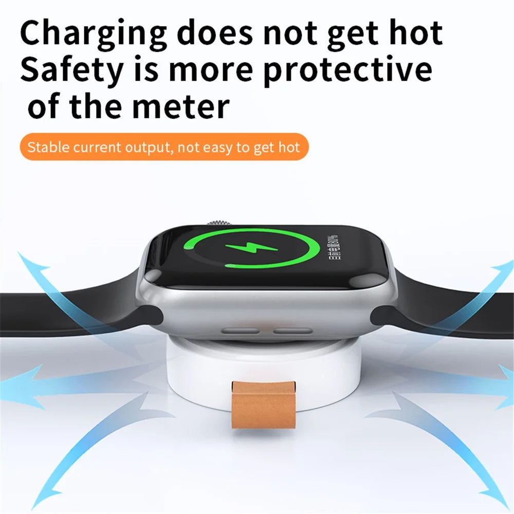 JJT-X52 For Apple Watch Series 1-8 Mini Magnetic Wireless Charging Pad Smartwatch Charger with USB-C Plug - Black - 5