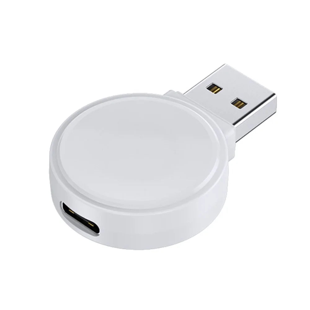JJT-X53 For Apple Watch Series 1-8 Charger Mini Magnetic Wireless Charging Pad with USB Plug - White - 1